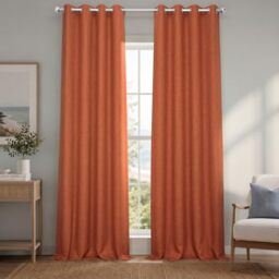 HPD Half Price Drapes Grommet Linen Curtains 84 Inches Long Room Darkening Curtains for Bedroom & Living Room (1 Panel), 50W x 84L, Desert Orange