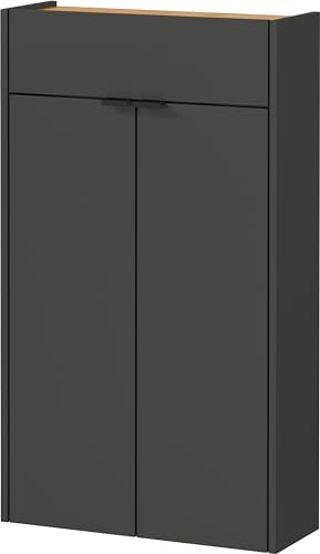 Germania Hanging Shoe Cabinet 1397-549 GW-Ameca, in graphite/oak, shallow depth, ideal for narrow hallways, 56 x 97 x 22 cm (WxHxD)