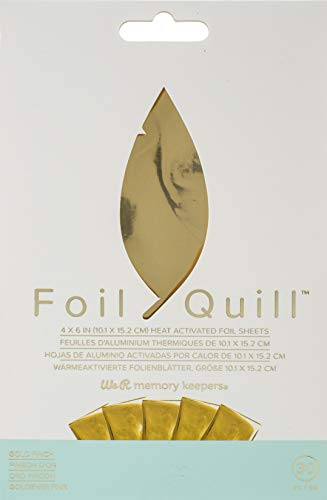 "We R Memory Keepers Heat Activated Foil, Goldfinch, Set of 30 Sheets, 4x6"", Use with Quill Pen to Create Shiny Embellishments and Designs"