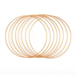 Vaessen Creative Metal Ring Set for Crafts, 8 Pieces, Gold, 25 cm or 9.8 in Diameter, 3 mm Thick, Dream Catcher Hoop, Wreath Ring for Macrame Wall Hanging, Crochet, Boho Décor or Wedding Decorations