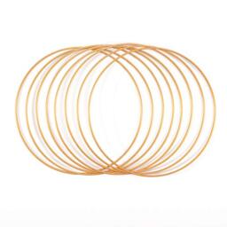 Vaessen Creative Metal Ring Set for Crafts, 8 Pieces, Gold, 25 cm or 9.8 in Diameter, 3 mm Thick, Dream Catcher Hoop, Wreath Ring for Macrame Wall Hanging, Crochet, Boho Décor or Wedding Decorations