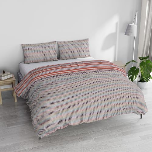 Italian Bed Linen ATHENA Duvet Cover Set, 100% Cotton, MALINDI Red, Double