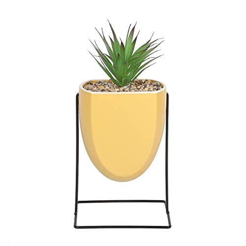Sleepdown Halo Green Leaf Ochre Stand Artificial Faux Plant for Home Office Bathroom Decor Indoor Decoration Aesthetics, Medium