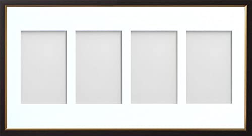 Frame Company Drayton Multi Aperture Photo Frame, Black with Gold Inset, 20x10 for 6x4 inch (x4)