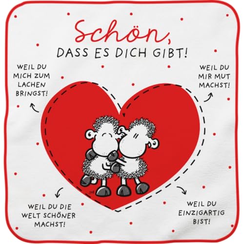 Sheepworld 74460 Magic Towel with Weil Motif - Cotton 30 cm x 30 cm Square Pressed - Love, Valentine's Day, Gift Idea