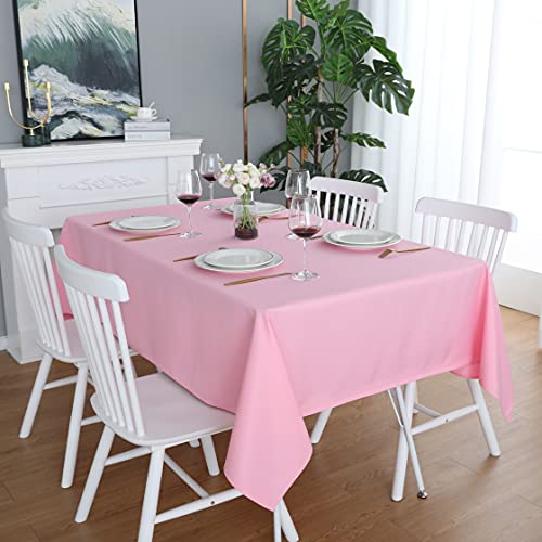 FOLINS&HOME Pink Square Tablecloth 70 x 70 Wrinkle Free Waterproof Polyester Table Cloths, Spillproof Heavy Duty and Washable Table Cover for Party, Banquet, Indoor and Outdoor - Rectangle/Oblong