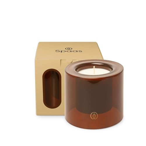Spaas Delight Scented Candle Small 40h, Beaming Bliss, Ivory in Smoked Brown Glass