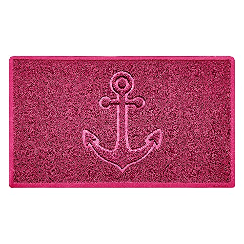 Nicoman Anchor Embossed Shape Door Mat Dirt-Trapper Washable Barrier Doormat-(Use Indoor or Sheltered Outdoor)-(75x44cm/29.5x17.3inches,Medium) Pink