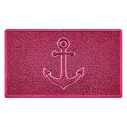 Nicoman Anchor Embossed Shape Door Mat Dirt-Trapper Washable Barrier Doormat-(Use Indoor or Sheltered Outdoor)-(75x44cm/29.5x17.3inches,Medium) Pink