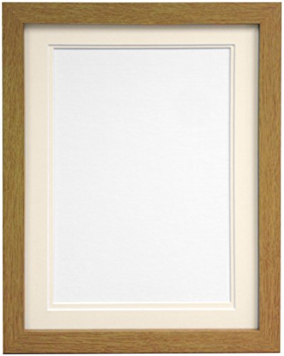 "H7 Oak Picture Photo Frame With Ivory Double Mount 10""x8"" for Pic Size 7""x5"""