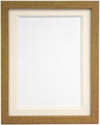 "H7 Oak Picture Photo Frame With Ivory Double Mount 10""x8"" for Pic Size 7""x5"""