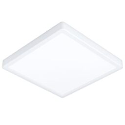 Eglo LED Flush Ceiling Light Fueva 5, 11 inches, Square Bathroom Lighting Made of White Metal and Plastic, Neutral White lamp, IP44