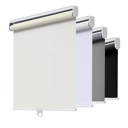 "AOSKY Cordless Roller Shades Blackout Blinds for Windows Room Darkening Rolled Up Shades with Spring System, UV Protection Window Shades Door Blinds for Home and Office (30.5"" W x 72"" H, Ivory White)"
