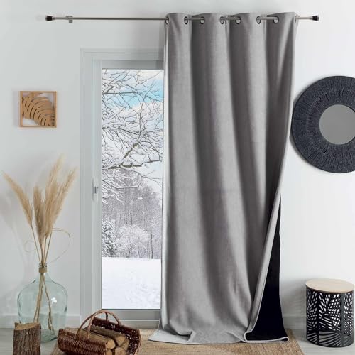 HomeMaison.com Insulating Curtain – Thermal Curtain – Blackout Curtain – Pearl Grey Curtain – Curtain 250 x 260 cm