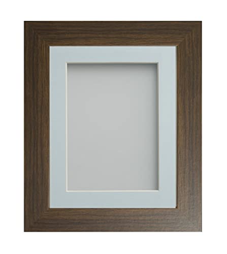 Frame Company Watson Brown Picture Photo Frame fitted with Perspex, 8x8 inch with Light Blue Mount for image size 5x5 inch