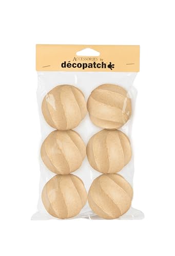 Décopatch NO064C - Set of 6 brown papier-mâché holders, twisted balls for hanging - diameter 6.5cm - DIY Customisable Décor - Completely Personalise - Creative