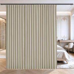 Grichril Floor to Ceiling Curtain for Wall Mount Track - Extra Wide Blackout Soundproof Room Separator - Privacy Divider for Ceiling Track System or Rod With Hooks, 1 Panel