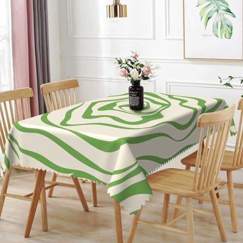 TTQYFNM 54x86inches Abstract Wavy Swirl Tablecloth Minimal Aesthetic Spiral Stripe Modern Art Table Cloth Washable and Wrinkle Free Fabric Table Cover for Kitchen Dining Room Living Room Home Decor