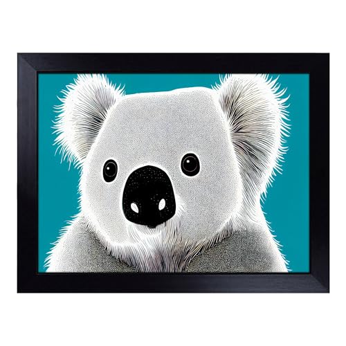Lap Tray with Bean Bag Cushion, Cute Koala Bear - Handmade in the UK, Raised Wooden Edge, Padded Cushion, Heat-Resistant Wipe-Clean Surface, for Meals, Laptops and Crafts