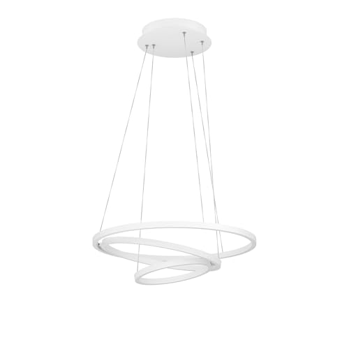 Eglo Connect.Z Smart Home LED Pendant Lighting Lobinero-Z, ZigBee Ceiling Light Fitting, app and Voice Control Alexa, tunable White (Warm – Cool White), dimmable Ring Hanging lamp, White Metal