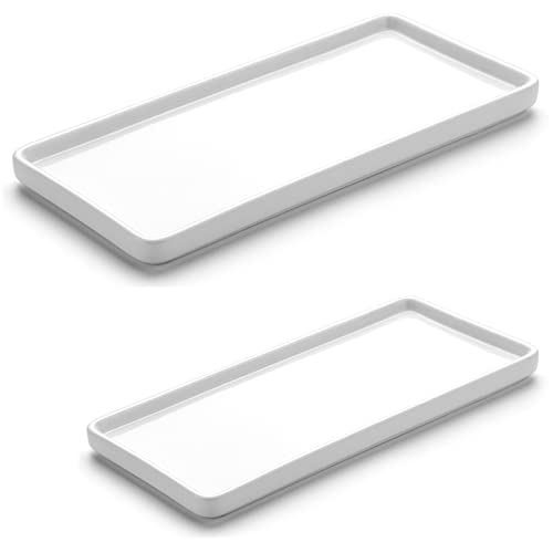 "Gurygo 2 Pack 8""/10"" Bathroom Trays, Ceramic Vanity Trays for Bathroom, Small Ceramic Trays, Kitchen Soap Tray, Dish Soap Tray for Kitchen Counter (White,Set/2)???"