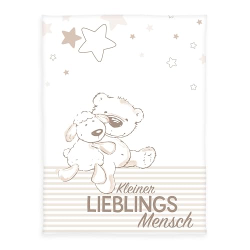 Herding Fynn Baby Blanket, Lieblingsmensch Motif, 75 x 100 cm, Microfiber Fleece, White