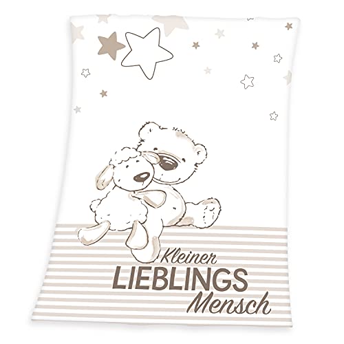 Herding Fynn Baby Blanket, Lieblingsmensch Motif, 75 x 100 cm, Microfiber Fleece, White