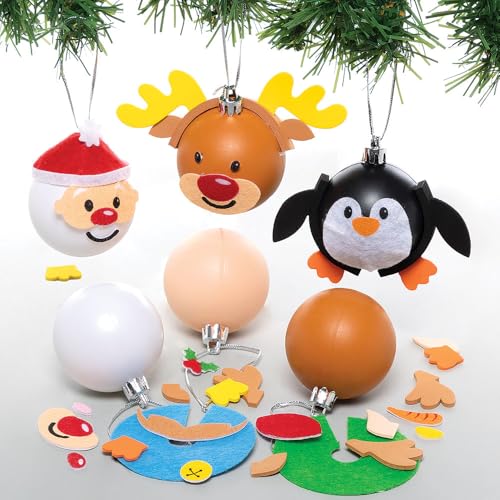 Baker Ross Christmas Character Bauble Kits - Pack of 6, Make Your Own Decoration, Craft Kit (FC176)