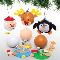 Baker Ross Christmas Character Bauble Kits - Pack of 6, Make Your Own Decoration, Craft Kit (FC176)