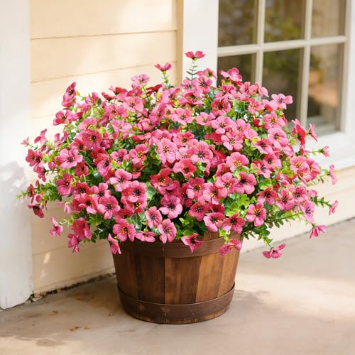 MENRU 12 Bundles Artificial Flowers Outdoor Plants UV Resistant & Realistic, Faux Daisy Fake Flowers for Porch, Patio, Planter, Window Box - All-Season Summer Spring Home Garden Decor