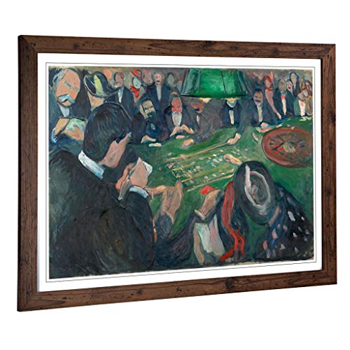 Big Box Art Framed Print of Edvard Munch at The Roulette Table Design - Wall Art Picture - Home Decor for Kitchen, Living Room, Bedroom, Hallway, Walnut, A2 / 24.5x18 Inch / 62x45cm