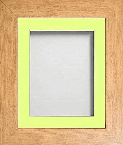Frame Company Watson Beech Picture Photo Frame fitted with Perspex, 30x20 inch with Lemon Bon Bon Mount for image size A2