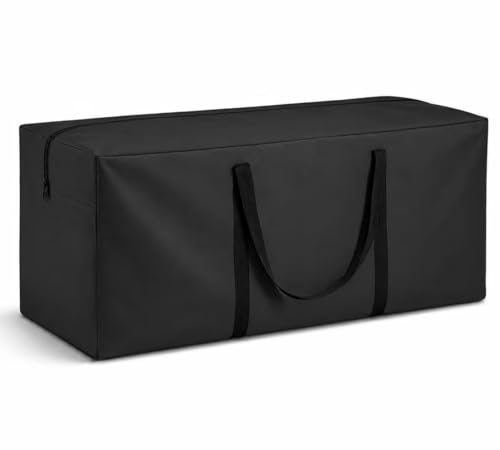 "Aurragiy Extra Large Black Oxford Fabric Patio Cushion Storage Bag, Waterproof, Dust Resistant, Zippered, 68"" L x 29"" W x 20"" H"