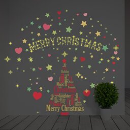 "Wallflexi Christmas Decorations Wall Stickers "" Magical Christmas Tree Decoration Set "" Wall Murals Decals living Room Children Nursery School Restaurant Cafe Hotel Home Office Décor, multicolour"