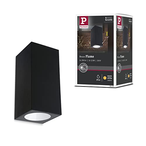 Paulmann 94328 LED Exterior luminaire 2-piece Set Exterior wall luminaire Flame IP44 Warm White Rectangular incl. 2x2.8 watt Outdoor Lighting Anthracite Outdoor lamp Aluminium Garden lamp 3000 K