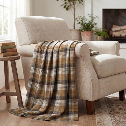 Horaldaily Red Brown Plaid Fall Decorative Throw Blanket 60x80 - Rustic Farmhouse Soft Lightweight Non-shedding Plaid Throw Blanket for Couch Sofa Bed Decoration, Ideal Gift for Kids Adults