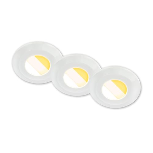 BRILONER - Set of 3 LED recessed Bathroom spotlights 230V housing 50% Recycled, Colour Temperature Change, dimmable, IP44, Ra90, LED spot, Flat, Ceiling, recessed Lights, Bathroom, 68mm, 90x30mm