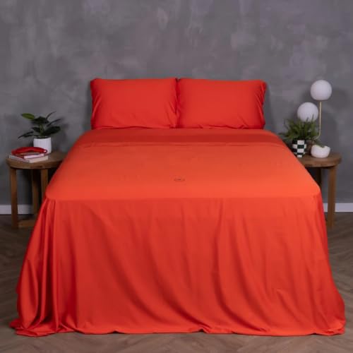 THE LAD COLLECTIVE 3.0 Queen Bedding Set - 4-Piece Bedset w/Fitted Sheet, Top Sheet & 2 Standard Pillowcases [Duvet Not Included] - Bamboo-Cotton - Red Rock Collection