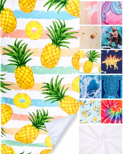 "LIVILAN Pineapple Beach Towel, 30"" x 60"" Large & Lightweight, Soft Microfiber, Absorbent, Quick Dry, Sand Free, Ideal for Pool, Bath, Swim, Travel, Unique Yellow Pineapple Gifts"