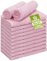 Utopia Towels Cotton Bleach Proof Salon Towels (16x27 inches) - Bleach Safe Gym Hand Towel (12 Pack, Pink)
