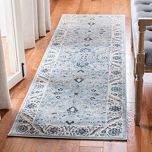 Safavieh Traditional Rug for Living Room, Dining Room, Bedroom - Isabella Collection, Short Pile, in Light Blue and Cream, 66 X 244 cm