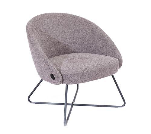 Office Hippo Modern Accent Chair for Lounges, Receptions and Social Spaces, Black Wire Frame, Grey Fabric