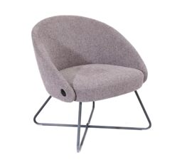 Office Hippo Modern Accent Chair for Lounges, Receptions and Social Spaces, Black Wire Frame, Grey Fabric
