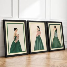 Vintage Fashion Studies Vintage Set of 3 Framed Wall Art Prints A4