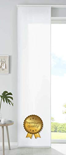 Gardinenbox 85600N Set of 1 Sliding Curtain Panel Curtain Microfibre Curtain Room Divider H x W 245 x 60 cm White Deluxe Matt Panel Carrier Weighted Bar