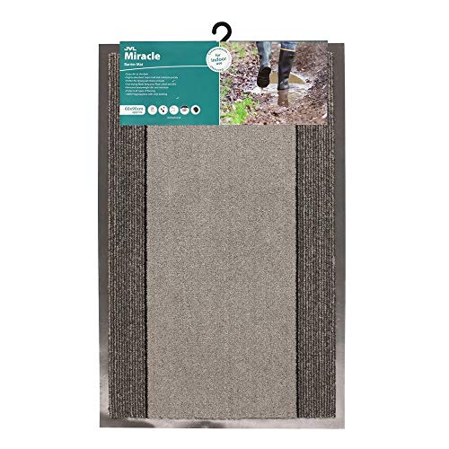 JVL Miracle Grey with Charcoal Stripes Barrier Mat, 60 x 90 cm