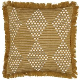 furn. Kadie Square Outdoor/Indoor Fringed Cushion Cover, Gold
