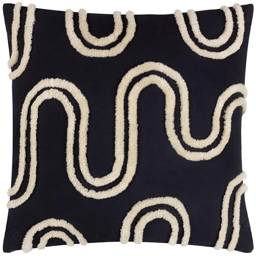 furn. Heya Home Archie Tufted Cushion – Abstract Tufted Design, Soft & Durable Polyester Filled (Mono – 45cm x 45cm)