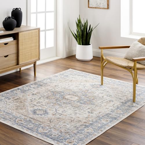 Livabliss Sig Machine Washable - Vintage Runners Living Room, 66x115 cm - Traditional Boho Style, Dining Room, Kitchen, Outdoor, Hallway - Brown, Grey and Blue