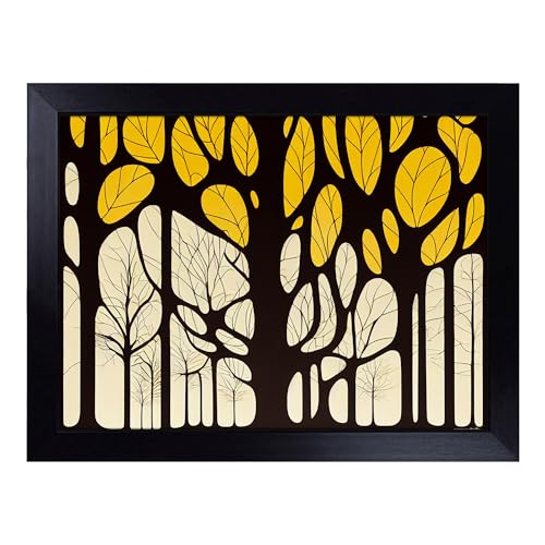 Lap Tray with Bean Bag Cushion, Irresistible Abstract Trees - Handmade in the UK, Raised Wooden Edge, Padded Cushion, Heat-Resistant Wipe-Clean Surface, for Meals, Laptops and Crafts